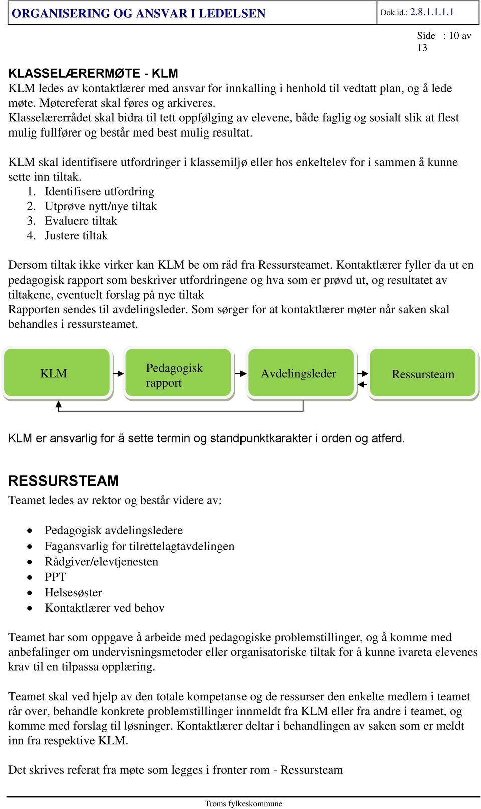 KLM skal identifisere utfordringer i klassemiljø eller hos enkeltelev for i sammen å kunne sette inn tiltak. 1. Identifisere utfordring 2. Utprøve nytt/nye tiltak 3. Evaluere tiltak 4.