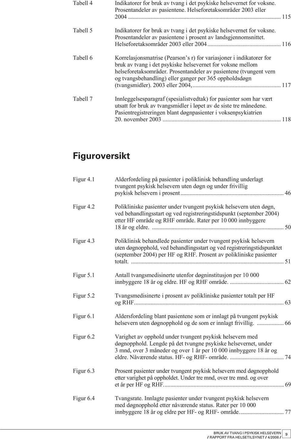 .. 116 Korrelasjonsmatrise (Pearson s r) for variasjoner i indikatorer for bruk av tvang i det psykiske helsevernet for voksne mellom helseforetaksområder.