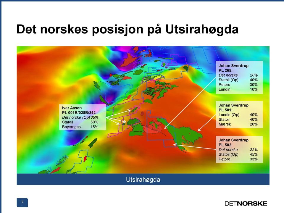 Statoil 50% Bayerngas 15% Johan Sverdrup PL 501: Lundin (Op) 40% Statoil 40%