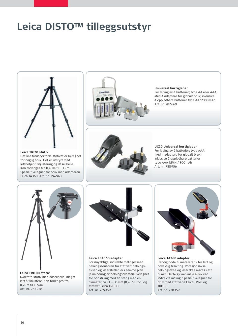 Spesielt velegnet for bruk med adapteren Leica TA360. Art. nr.