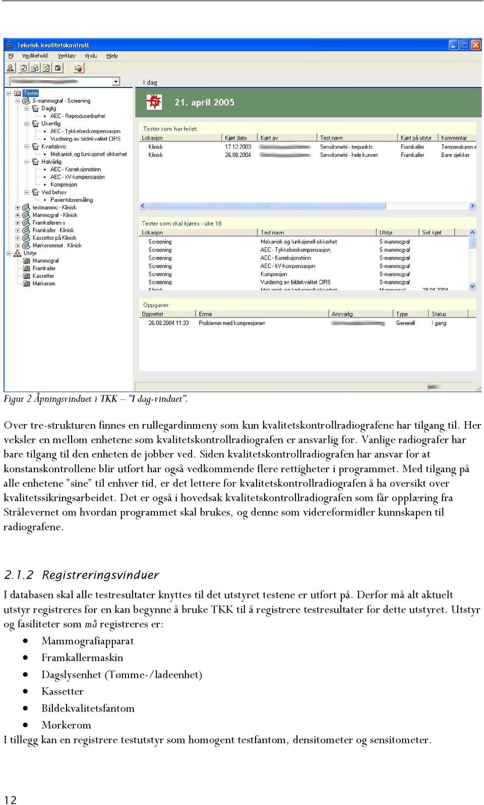 Siden kvalitetskontrollradiografen har ansvar for at konstanskontrollene blir utført har også vedkommende flere rettigheter i programmet.