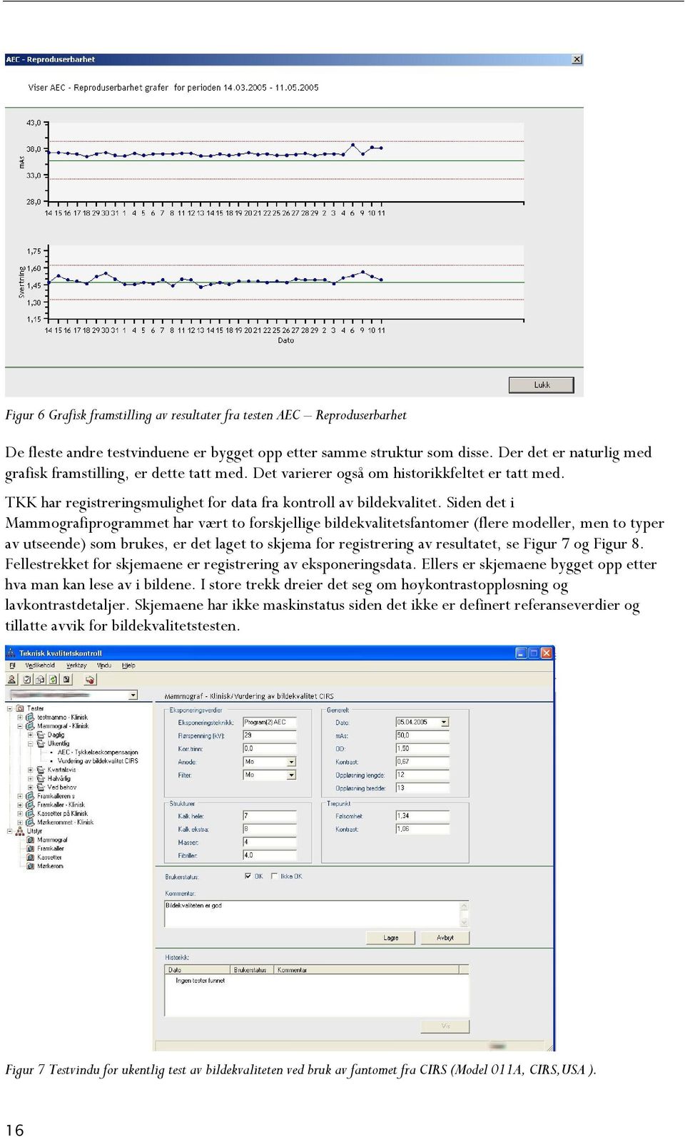 Siden det i Mammografiprogrammet har vært to forskjellige bildekvalitetsfantomer (flere modeller, men to typer av utseende) som brukes, er det laget to skjema for registrering av resultatet, se Figur