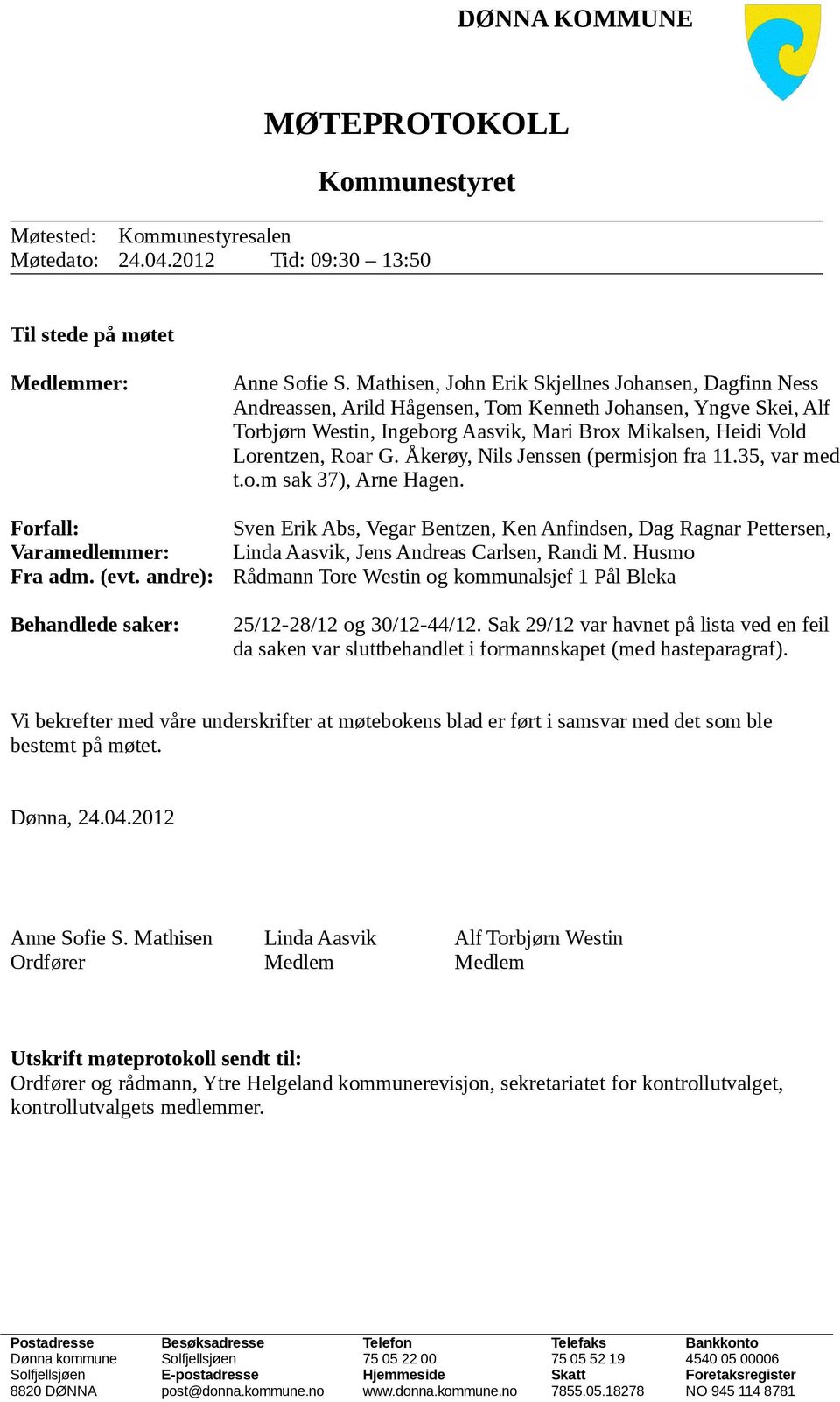 Mathisen, John Erik Skjellnes Johansen, Dagfinn Ness Andreassen, Arild Hågensen, Tom Kenneth Johansen, Yngve Skei, Alf Torbjørn Westin, Ingeborg Aasvik, Mari Brox Mikalsen, Heidi Vold Lorentzen, Roar