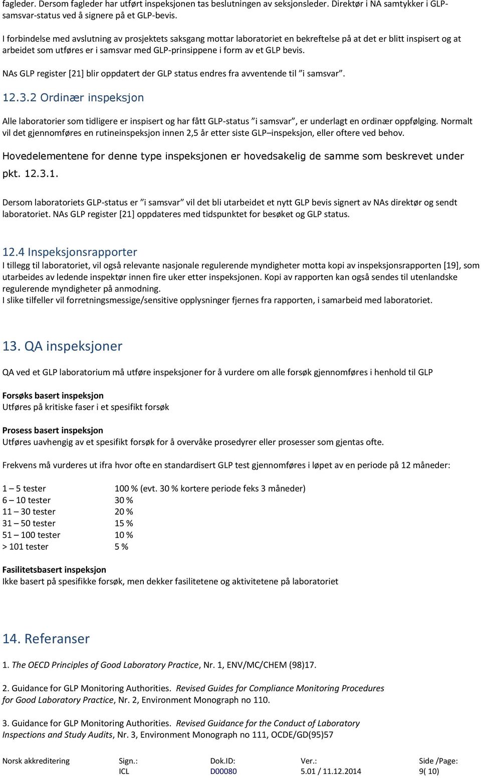 NAs GLP register [21] blir oppdatert der GLP status endres fra avventende til i samsvar. 12.3.