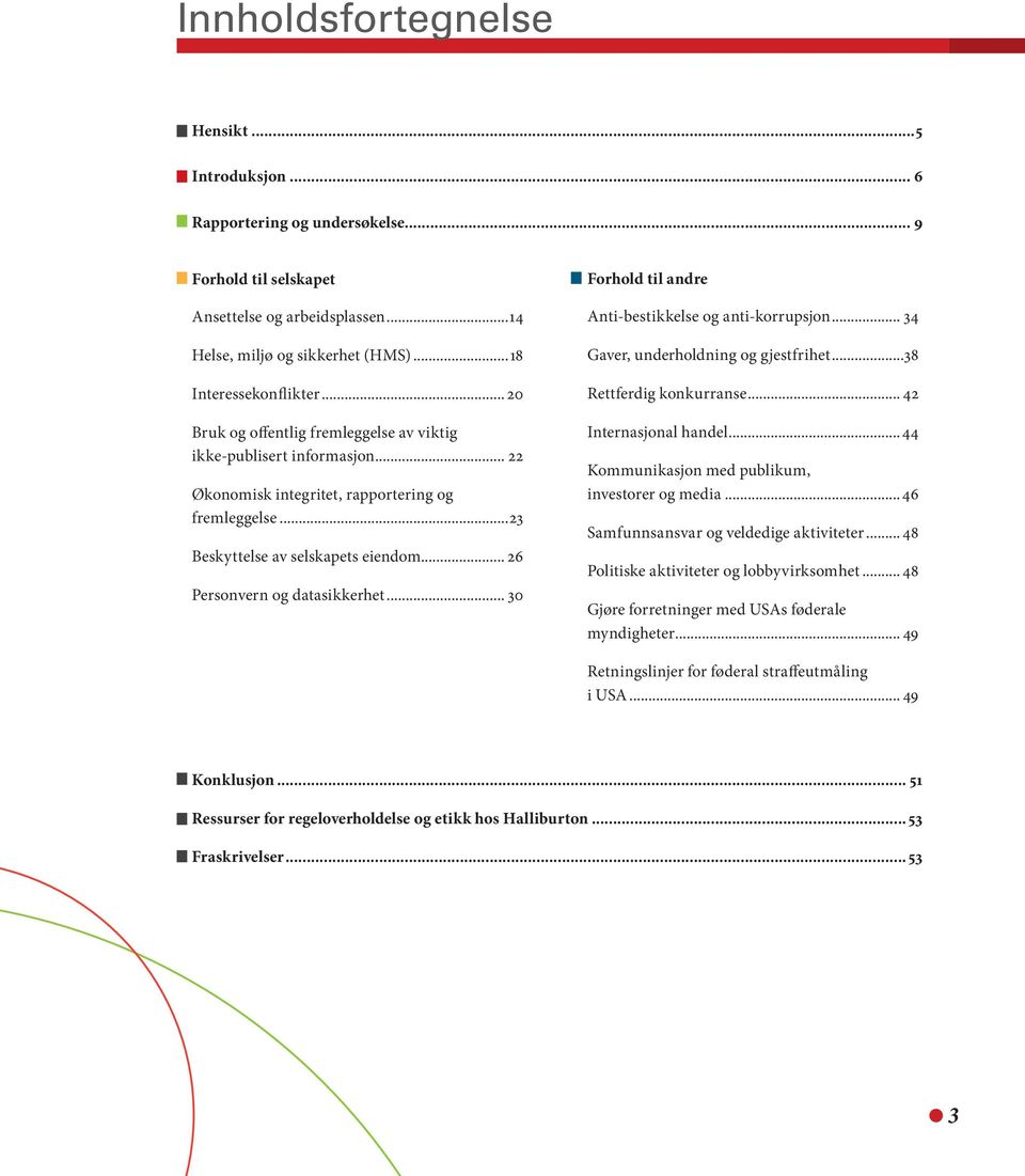 .. 26 Personvern og datasikkerhet... 30 Forhold til andre Anti-bestikkelse og anti-korrupsjon... 34 Gaver, underholdning og gjestfrihet...38 Rettferdig konkurranse... 42 Internasjonal handel.