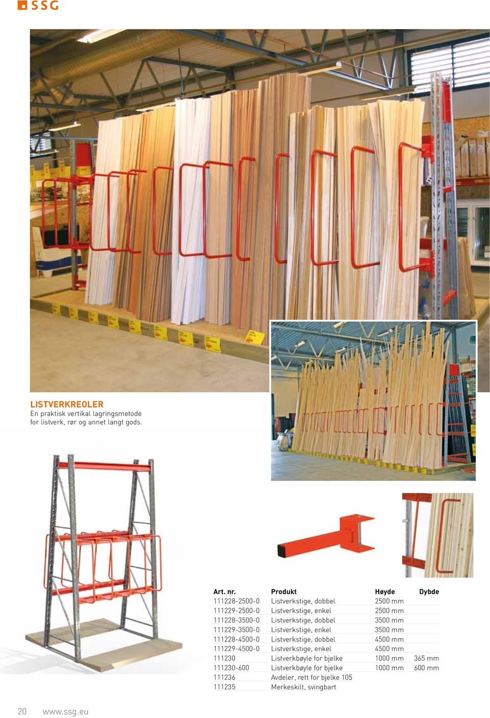 dobbel 3500 mm 111229-3500-0 Listverkstige, enkel 3500 mm 111228-4500-0 Listverkstige, dobbel 4500 mm 111229-4500-0 Listverkstige, enkel