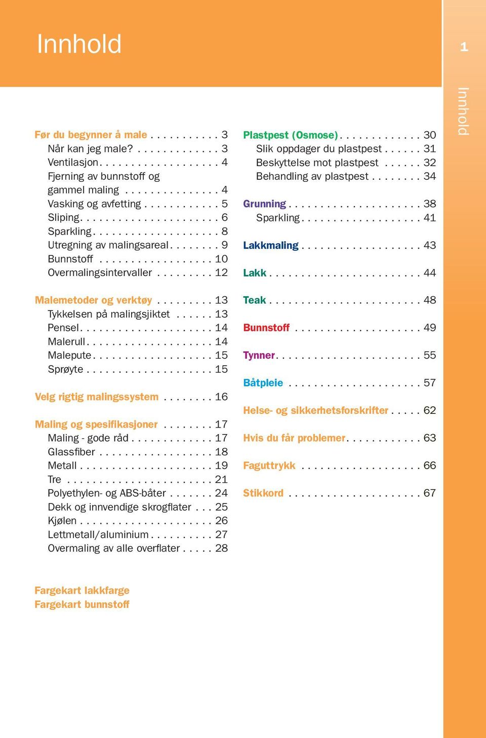 ...14 Malepute....15 Sprøyte...15 Velg rigtig malingssystem......... 16 Maling og spesifikasjoner......... 17 Maling - gode råd... 17 Glassfiber................... 18 Metall...19 Tre.