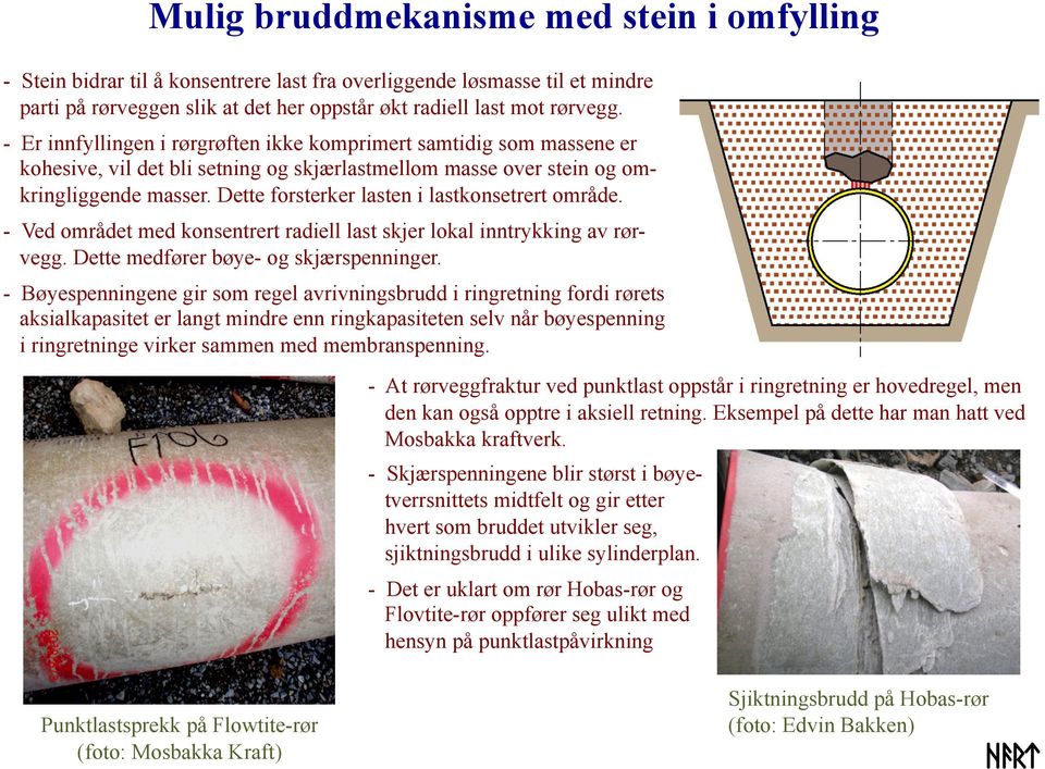 Dette forsterker lasten i lastkonsetrert område. - Ved området med konsentrert radiell last skjer lokal inntrykking av rørvegg. Dette medfører bøye- og skjærspenninger.