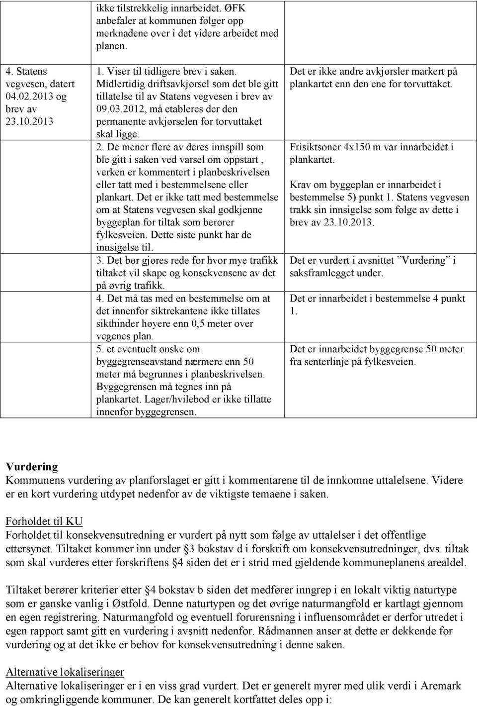 2012, må etableres der den permanente avkjørselen for torvuttaket skal ligge. 2.