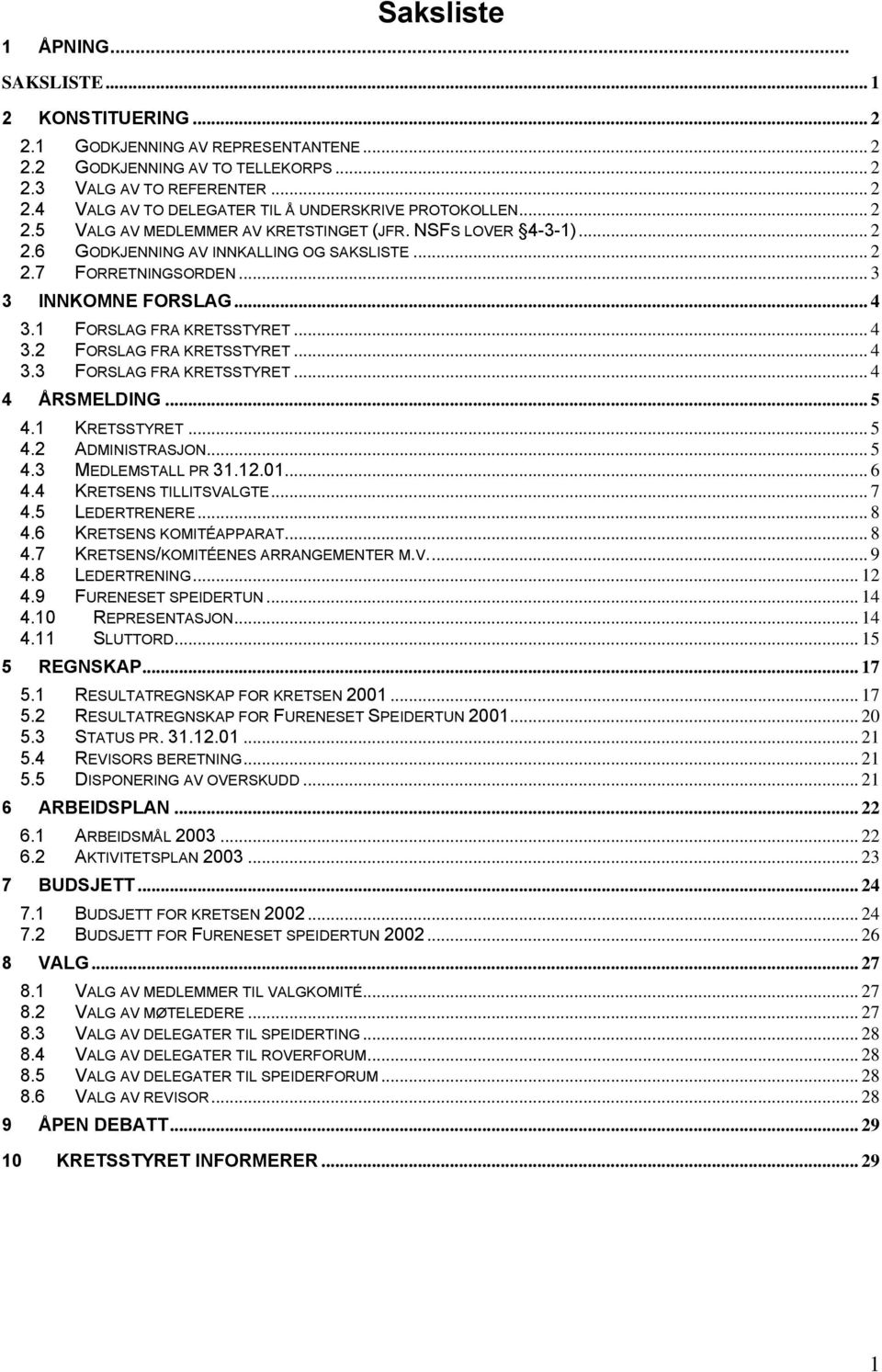 .. 4 3.2 FORSLAG FRA KRETSSTYRET... 4 3.3 FORSLAG FRA KRETSSTYRET... 4 4 ÅRSMELDING... 5 4.1 KRETSSTYRET... 5 4.2 ADMINISTRASJON... 5 4.3 MEDLEMSTALL PR 31.12.01... 6 4.4 KRETSENS TILLITSVALGTE... 7 4.