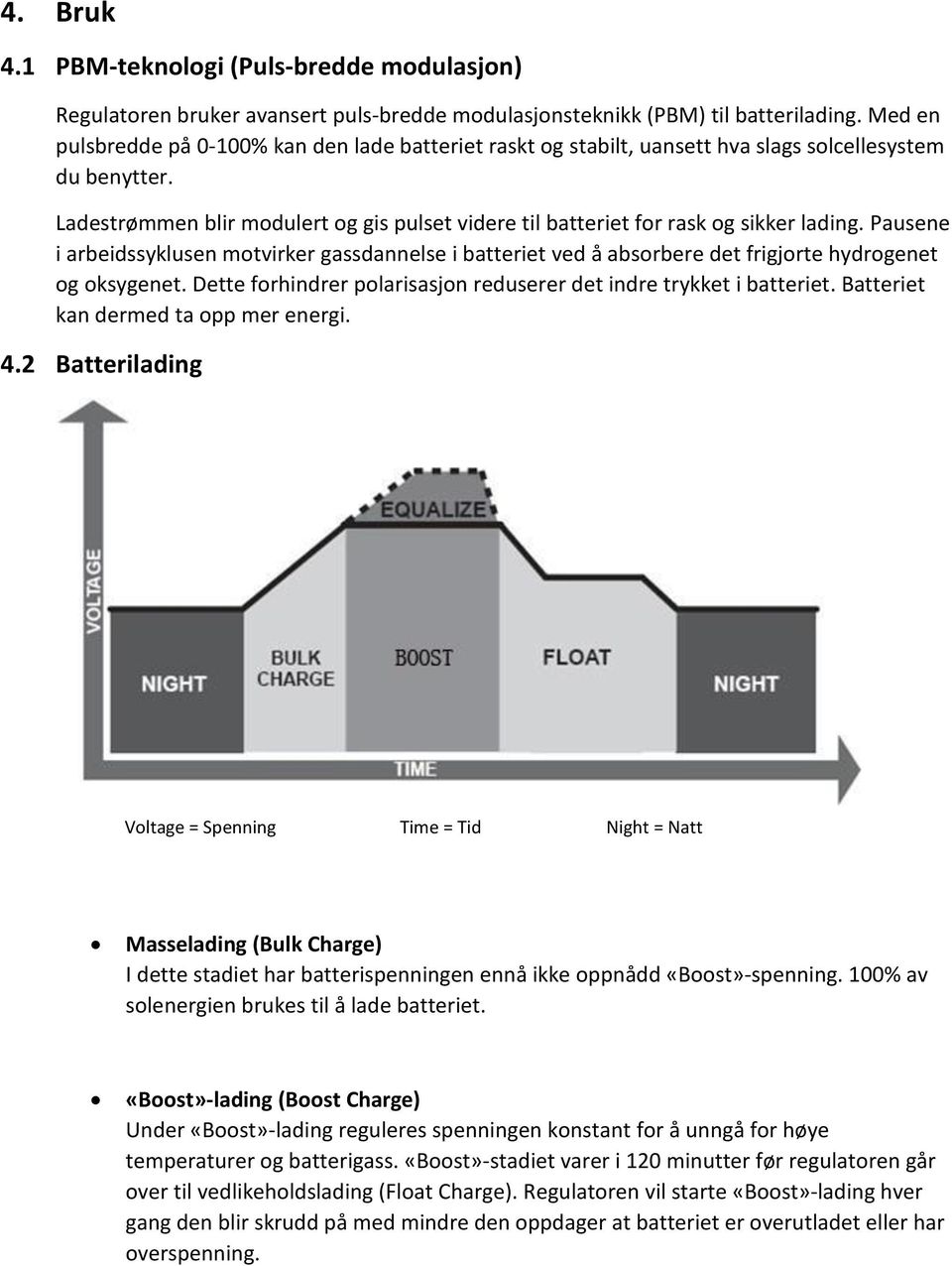 Ladestrømmen blir modulert og gis pulset videre til batteriet for rask og sikker lading.