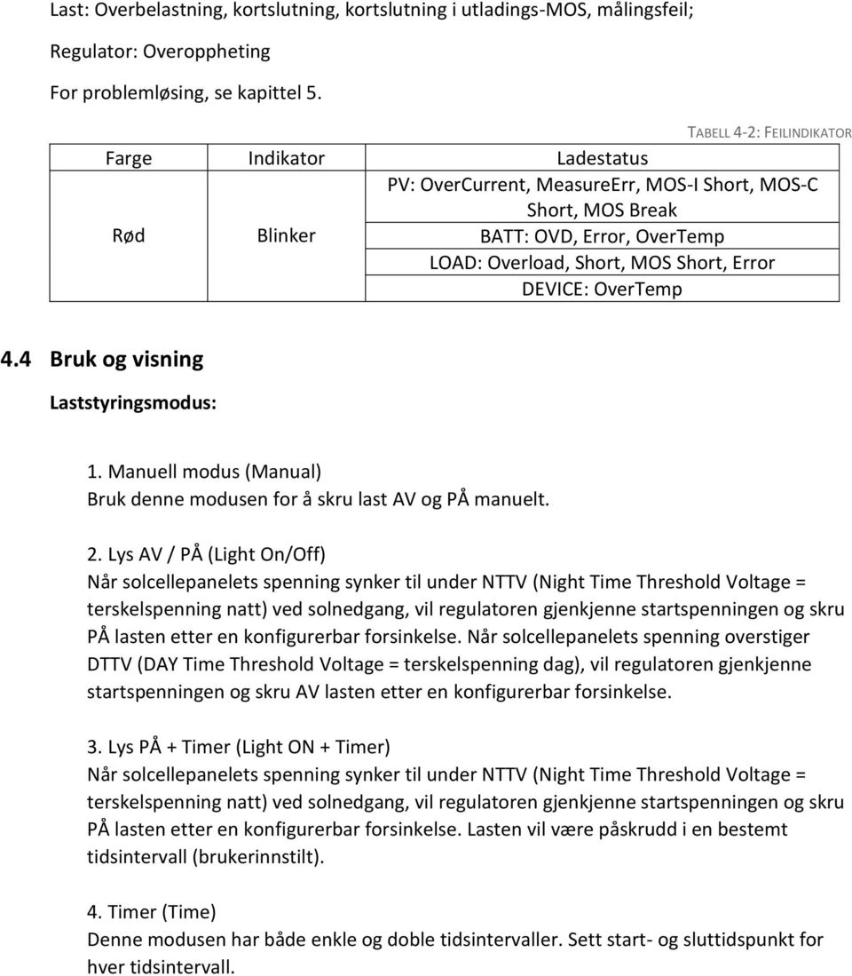 DEVICE: OverTemp 4.4 Bruk og visning Laststyringsmodus: 1. Manuell modus (Manual) Bruk denne modusen for å skru last AV og PÅ manuelt. 2.