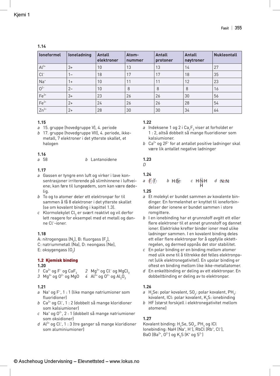 6 8 54 Zn + + 8 30 30 34 64 Nukleon tall 1.15 a 15. gruppe (hovedgruppe V), 4. periode b 17. gruppe (hovedgruppe VII), 4. periode, ikkemetall, 7 elektroner i det ytterste skallet, et halogen 1.