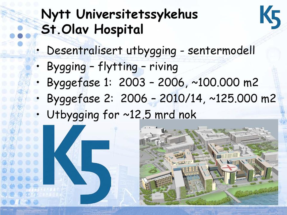 sentermodell Bygging flytting riving Byggefase 1: