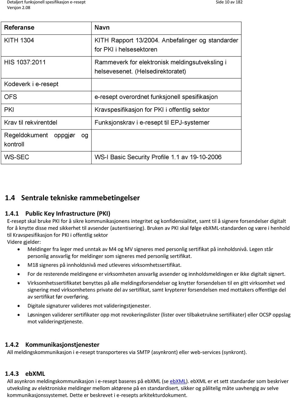 (Helsedirektoratet) Kodeverk i e-resept OFS PKI Krav til rekvirentdel e-resept overordnet funksjonell spesifikasjon Kravspesifikasjon for PKI i offentlig sektor Funksjonskrav i e-resept til