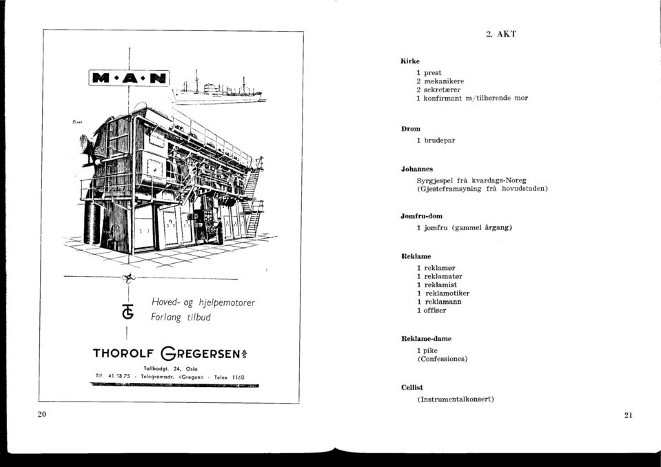 tilbud THOROLF GREGERSEN* Tollbodgt. 24, Oslo Tlf, 41 S8 75 - Telogramadr.