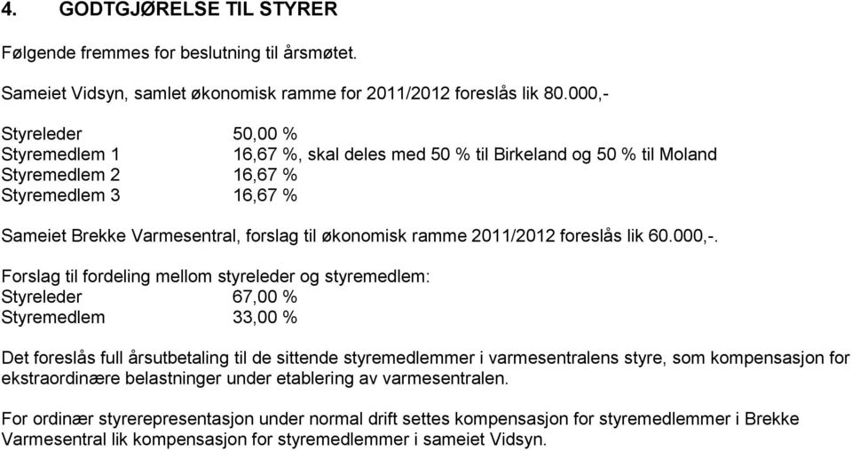 ramme 2011/2012 foreslås lik 60.000,-.