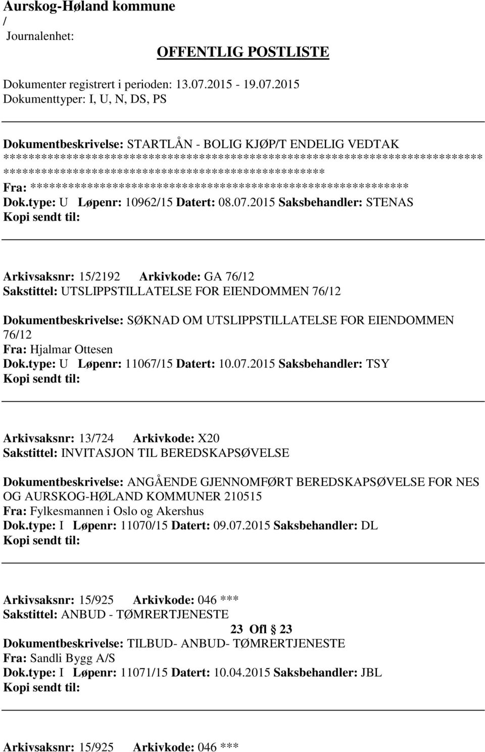 Ottesen Dok.type: U Løpenr: 1106715 Datert: 10.07.