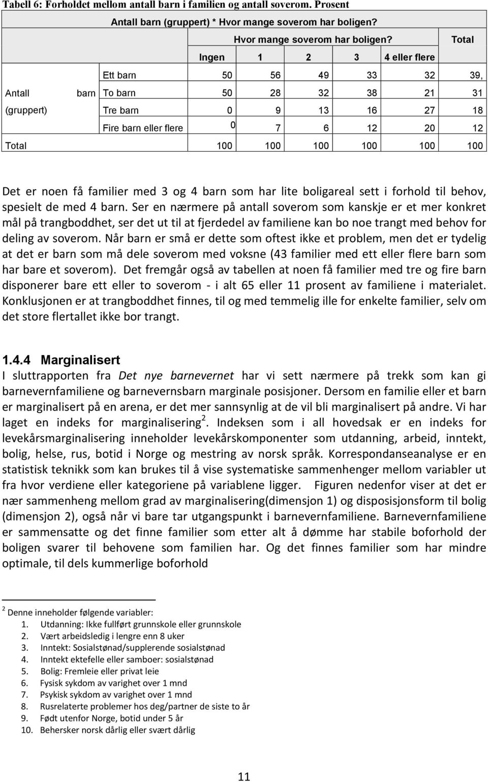 Total Ingen 1 2 3 4 eller flere Ett barn 50 56 49 33 32 39, Antall barn To barn 50 28 32 38 21 31 (gruppert) Tre barn 0 9 13 16 27 18 Fire barn eller flere 0 7 6 12 20 12 Total 100 100 100 100 100