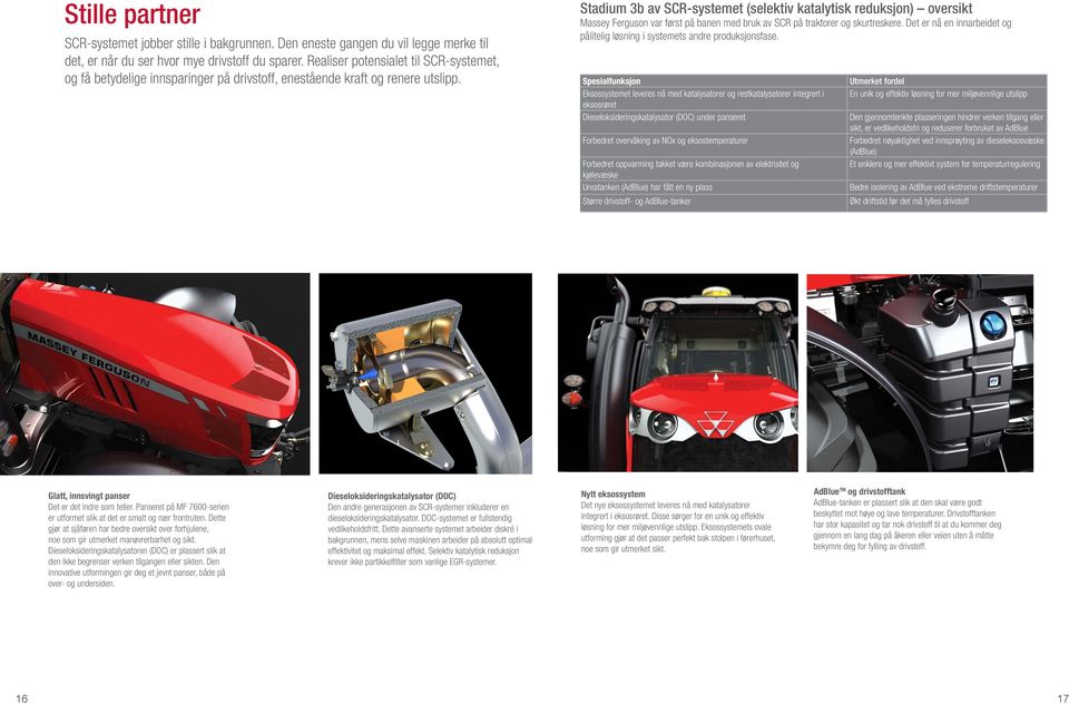 Stadium 3b av SCR-systemet (selektiv katalytisk reduksjon) oversikt Massey Ferguson var først på banen med bruk av SCR på traktorer og skurtreskere.