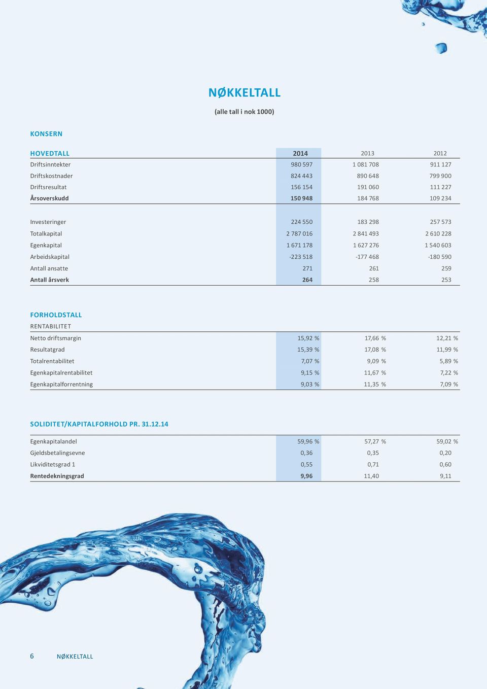 Antall ansatte 271 261 259 Antall årsverk 264 258 253 FORHOLDSTALL RENTABILITET Netto driftsmargin 15,92 % 17,66 % 12,21 % Resultatgrad 15,39 % 17,08 % 11,99 % Totalrentabilitet 7,07 % 9,09 % 5,89 %