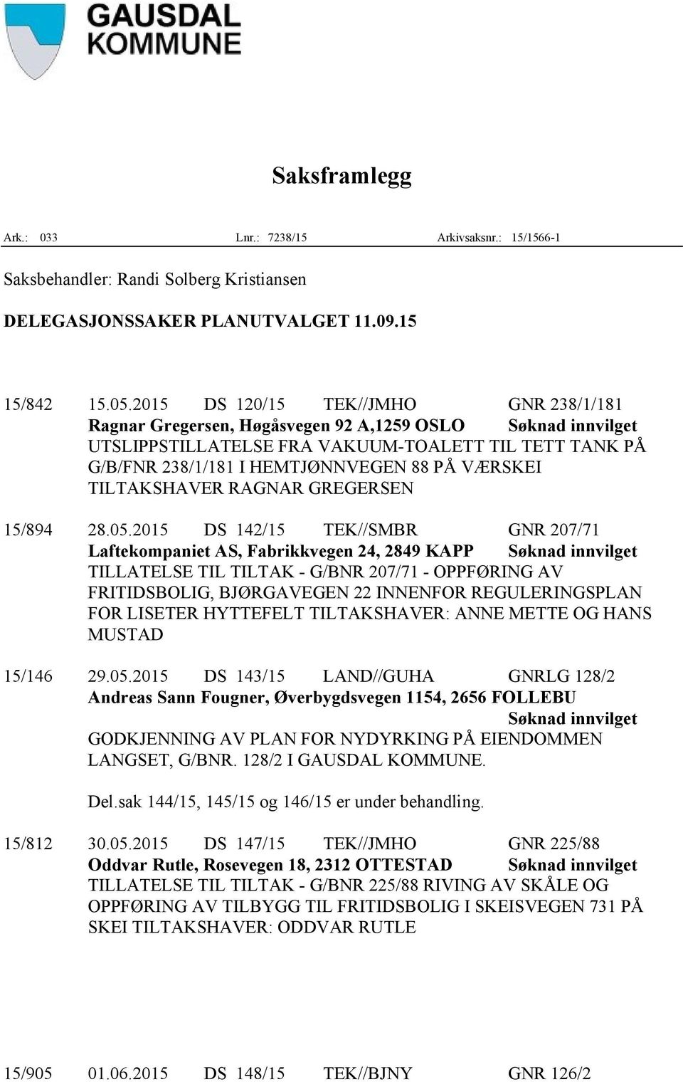 RAGNAR GREGERSEN 15/894 28.05.