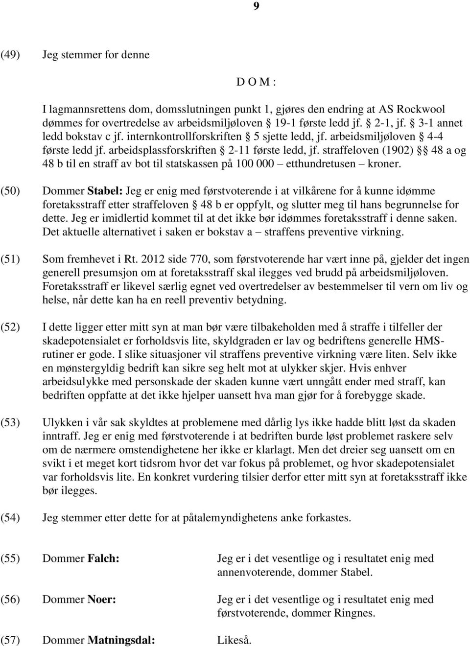 straffeloven (1902) 48 a og 48 b til en straff av bot til statskassen på 100 000 etthundretusen kroner.