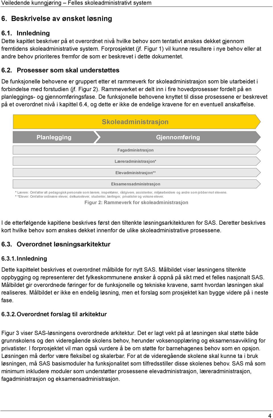 Prosesser som skal understøttes De funksjonelle behovene er gruppert etter et rammeverk for skoleadministrasjon som ble utarbeidet i forbindelse med forstudien (jf. Figur 2).