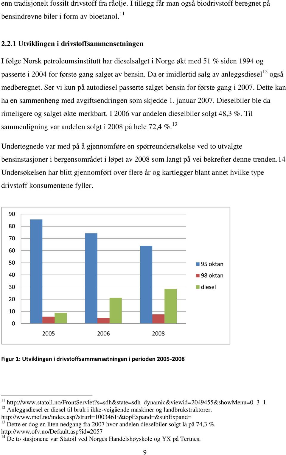 Da er imidlertid salg av anleggsdiesel 12 også medberegnet. Ser vi kun på autodiesel passerte salget bensin for første gang i 2007. Dette kan ha en sammenheng med avgiftsendringen som skjedde 1.