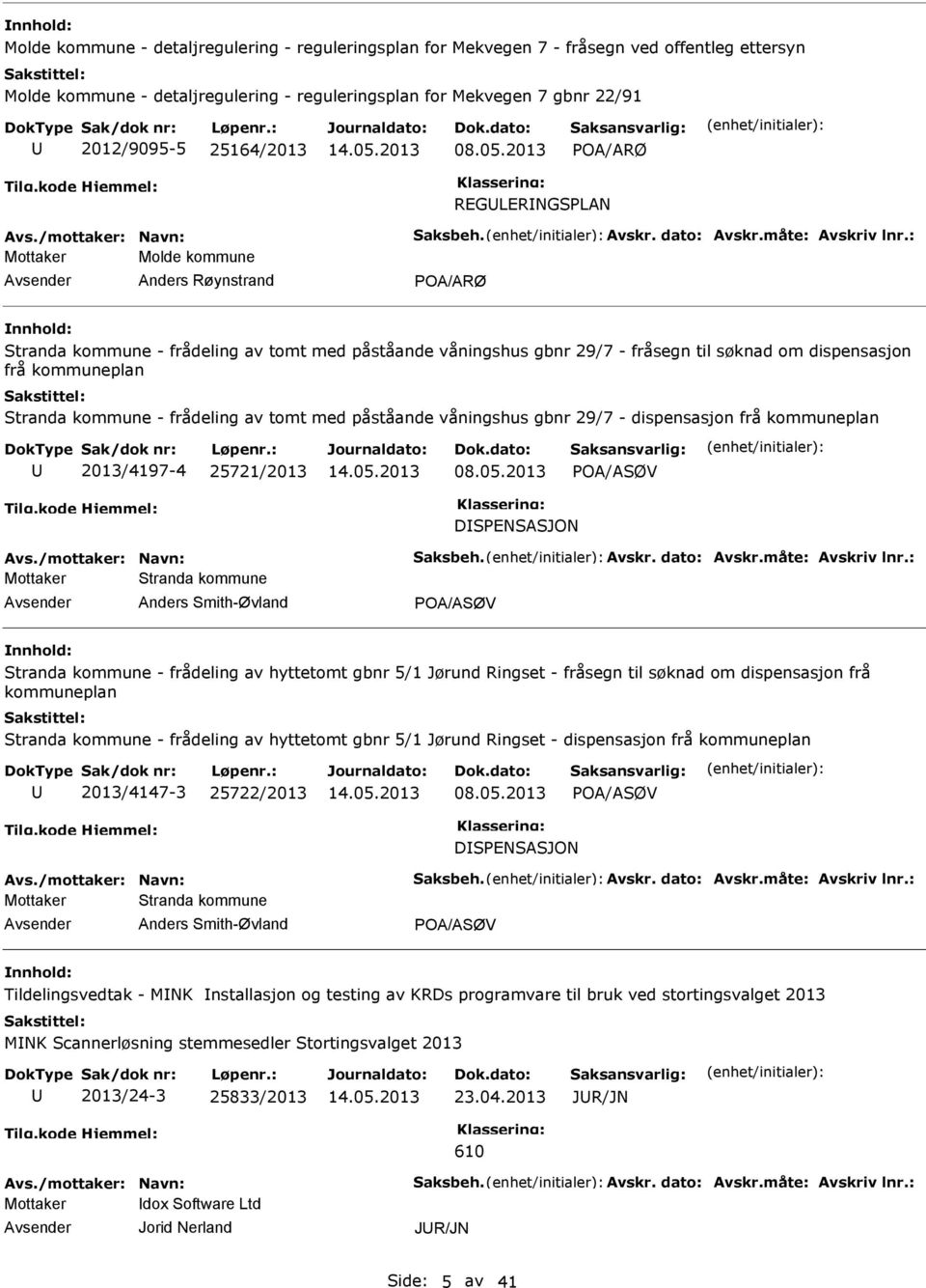 Stranda kommune - frådeling av tomt med påståande våningshus gbnr 29/7 - dispensasjon frå kommuneplan 2013/4197-4 25721/2013 POA/ASØV DSPENSASJON Mottaker Stranda kommune Anders Smith-Øvland POA/ASØV