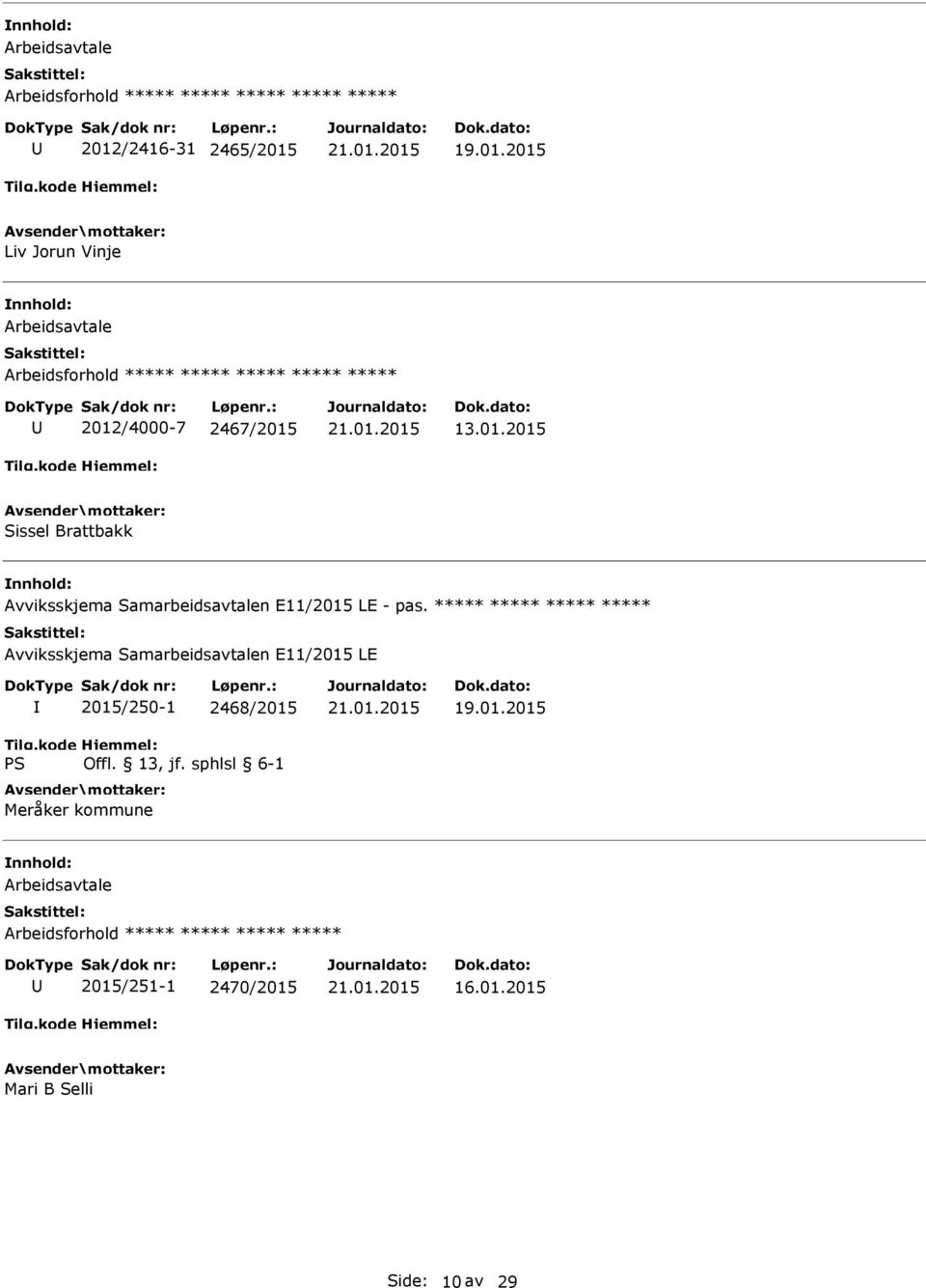 2468/2015 Meråker kommune Arbeidsforhold ***** ***** ***** ***** 2015/251-1 2470/2015