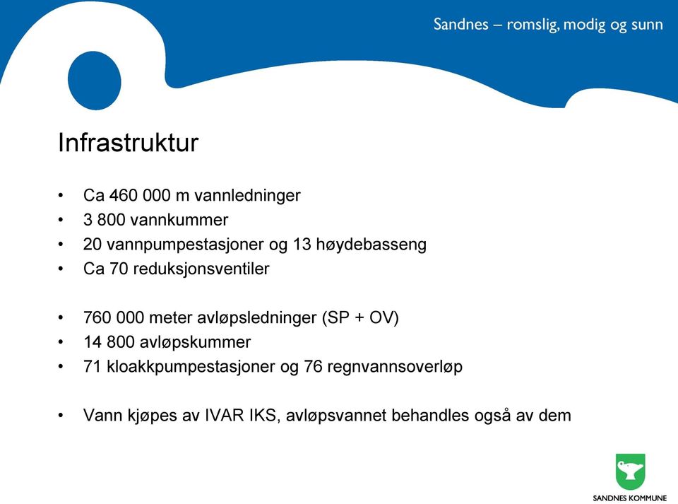 meter avløpsledninger (SP + OV) 14 800 avløpskummer 71