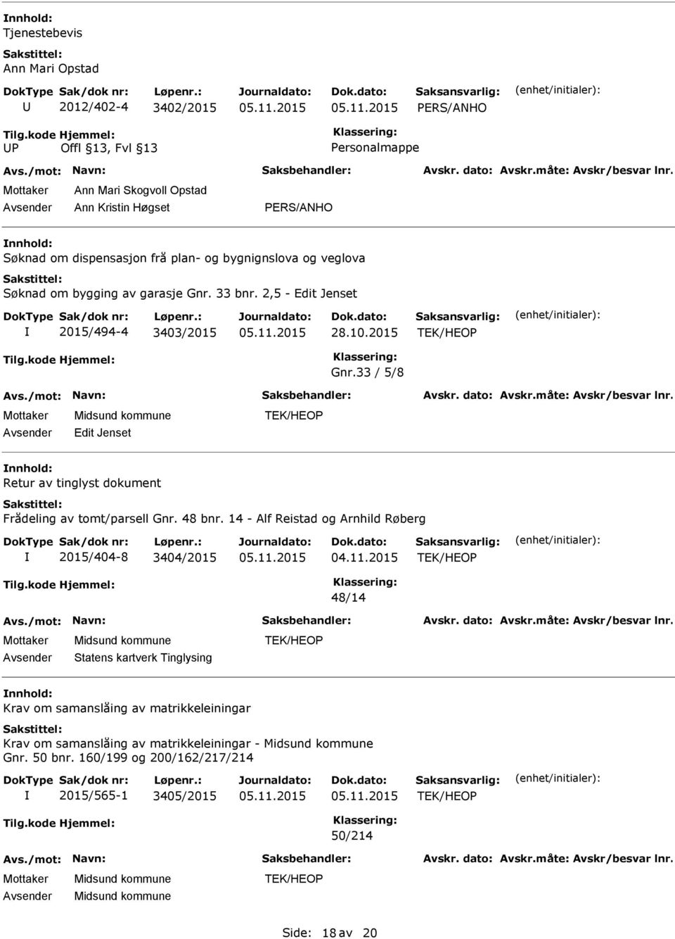 33 / 5/8 Edit Jenset Retur av tinglyst dokument Frådeling av tomt/parsell Gnr. 48 bnr.