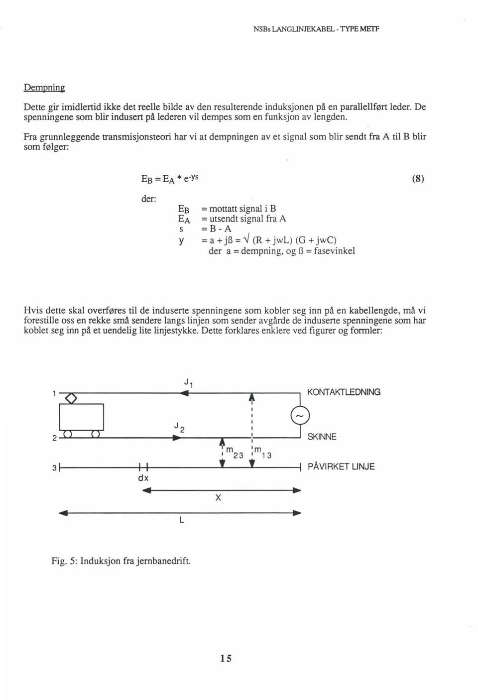 Fra grunnleggende transmisjonsteori har vi at dempningen av et signal som blir sendt fra A til B blir som følger: (8) der: EB EA s y = mottatt signal i B = utsendt signal fra A =B-A = a + jb = ~ (R +