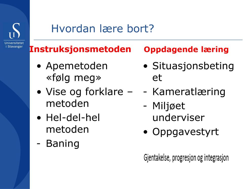 forklare metoden Hel-del-hel metoden - Baning