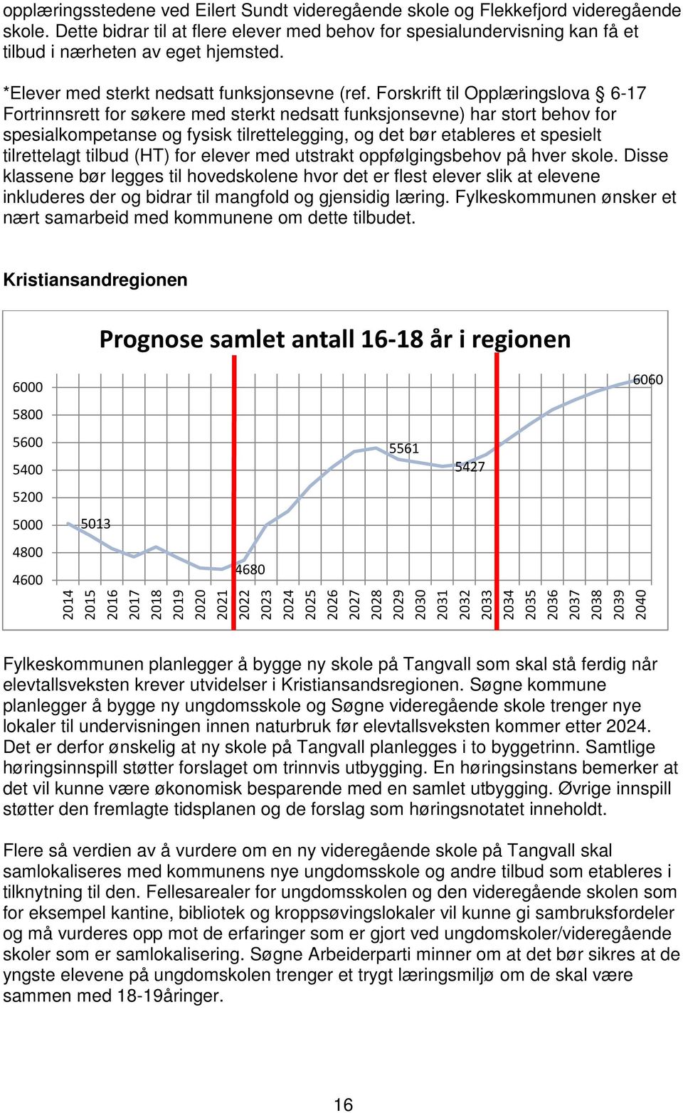 Forskrift til Opplæringslova 6-17 Fortrinnsrett for søkere med sterkt nedsatt funksjonsevne) har stort behov for spesialkompetanse og fysisk tilrettelegging, og det bør etableres et spesielt