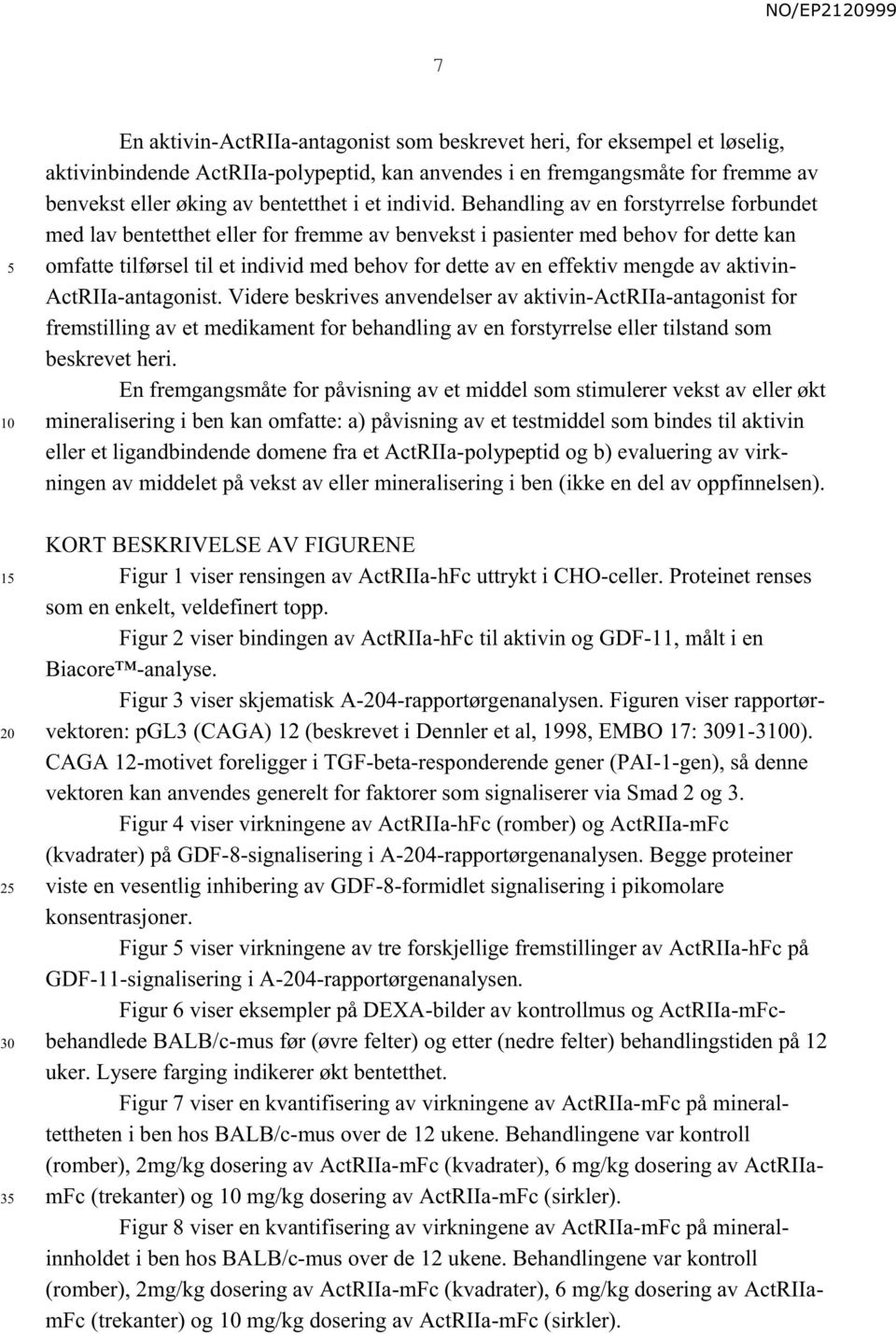 Behandling av en forstyrrelse forbundet med lav bentetthet eller for fremme av benvekst i pasienter med behov for dette kan omfatte tilførsel til et individ med behov for dette av en effektiv mengde