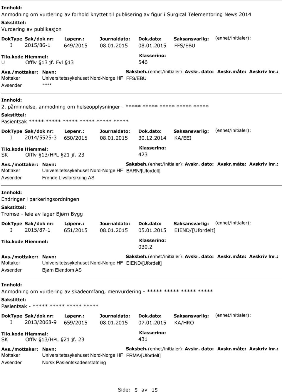 2014 KA/EE Avs./mottaker: Navn: Saksbeh. Avskr. dato: Avskr.måte: Avskriv lnr.