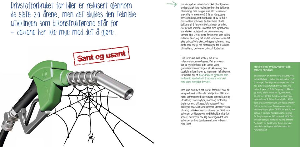 Dekkene er ansvarlig fr nærmere 30 % av kjøretøyets drivstffrbruk. Det innebærer at av tre fulle drivstfftanker brukes én tank bare til å få dekkene til å fungere! Frklaringen er enkel.