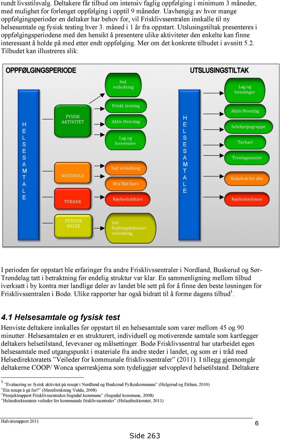 Utslusingstiltak presenteres i oppfølgingsperiodene med den hensikt å presentere ulike aktiviteter den enkelte kan finne interessant å holde på med etter endt oppfølging.