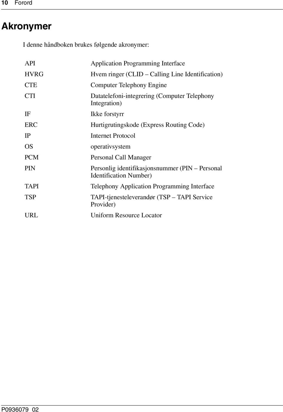 forstyrr Hurtigrutingskode (Express Routing Code) Internet Protocol operativsystem Personal Call Manager Personlig identifikasjonsnummer (PIN