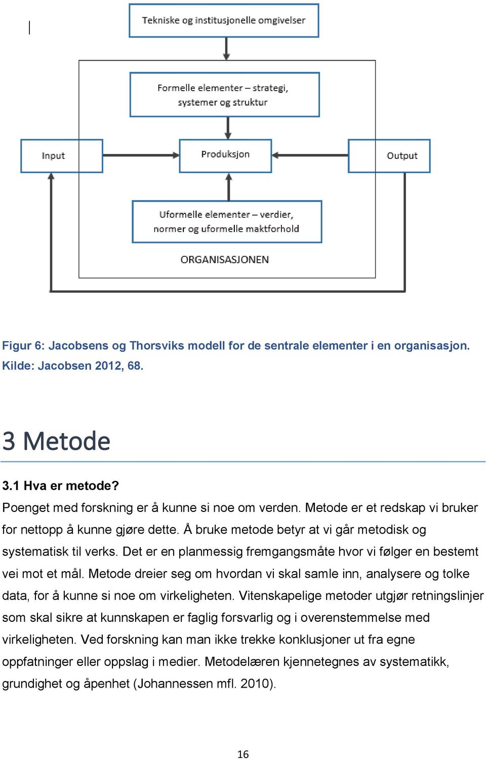 Det er en planmessig fremgangsmåte hvor vi følger en bestemt vei mot et mål. Metode dreier seg om hvordan vi skal samle inn, analysere og tolke data, for å kunne si noe om virkeligheten.