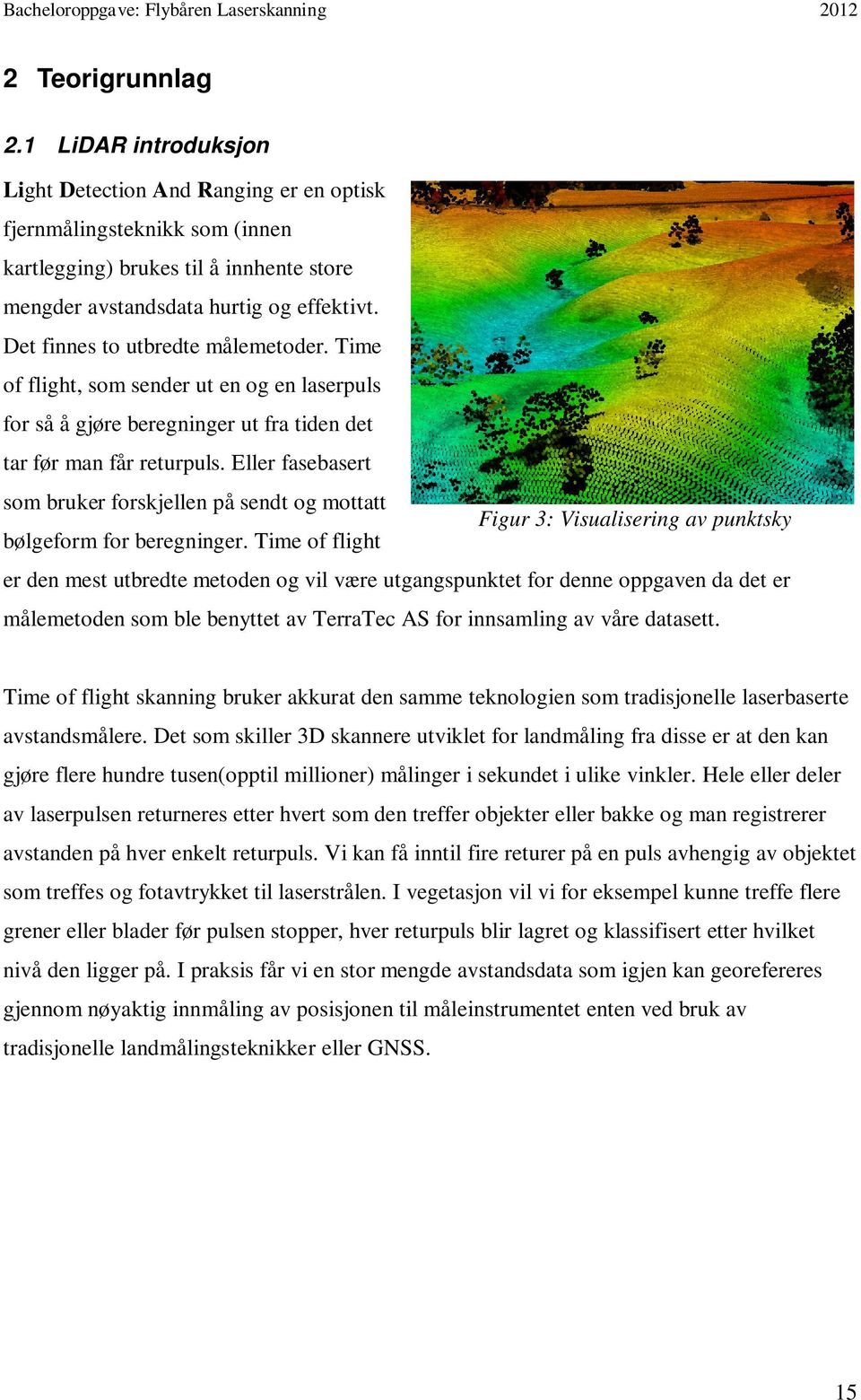 Eller fasebasert som bruker forskjellen på sendt og mottatt Figur 3: Visualisering av punktsky bølgeform for beregninger.