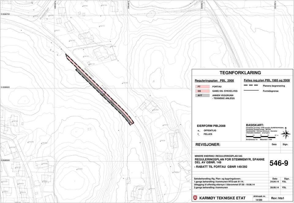 grunnlag: UTM-sone32v (EUREF89/WGS84) Geodetisk høydegrunnlag: NN1954 Geodatakilde: Karmøy kommune / Geovekst Uttaksdato basiskart: 07.