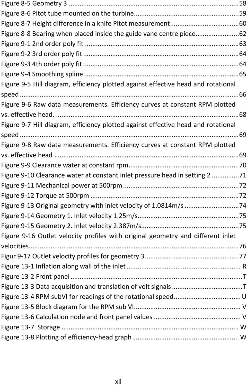 .. 64 Figure 9 4 Smoothing spline... 65 Figure 9 5 Hill diagram, efficiency plotted against effective head and rotational speed... 66 Figure 9 6 Raw data measurements.