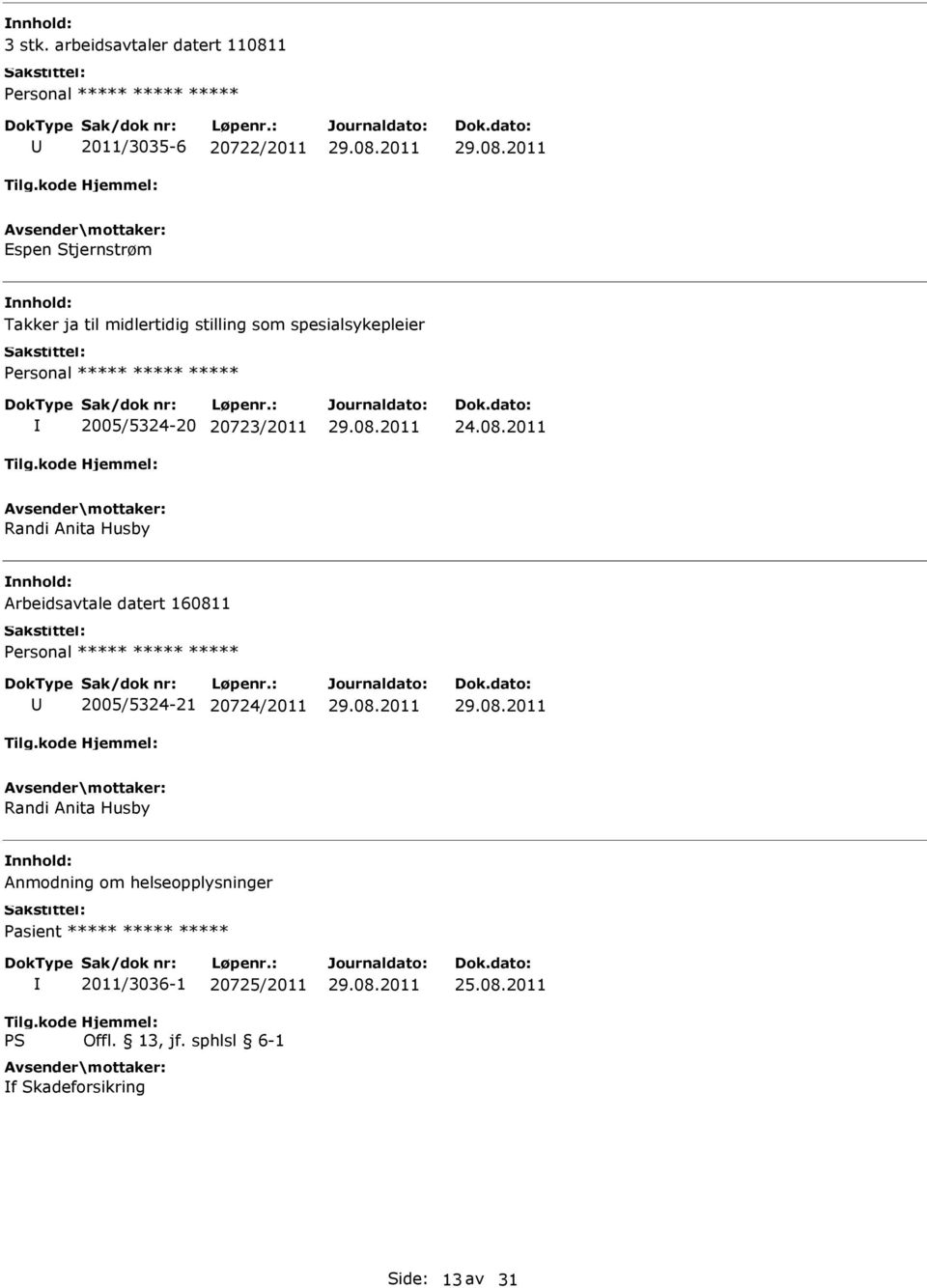 midlertidig stilling som spesialsykepleier 2005/5324-20 20723/2011 24.08.