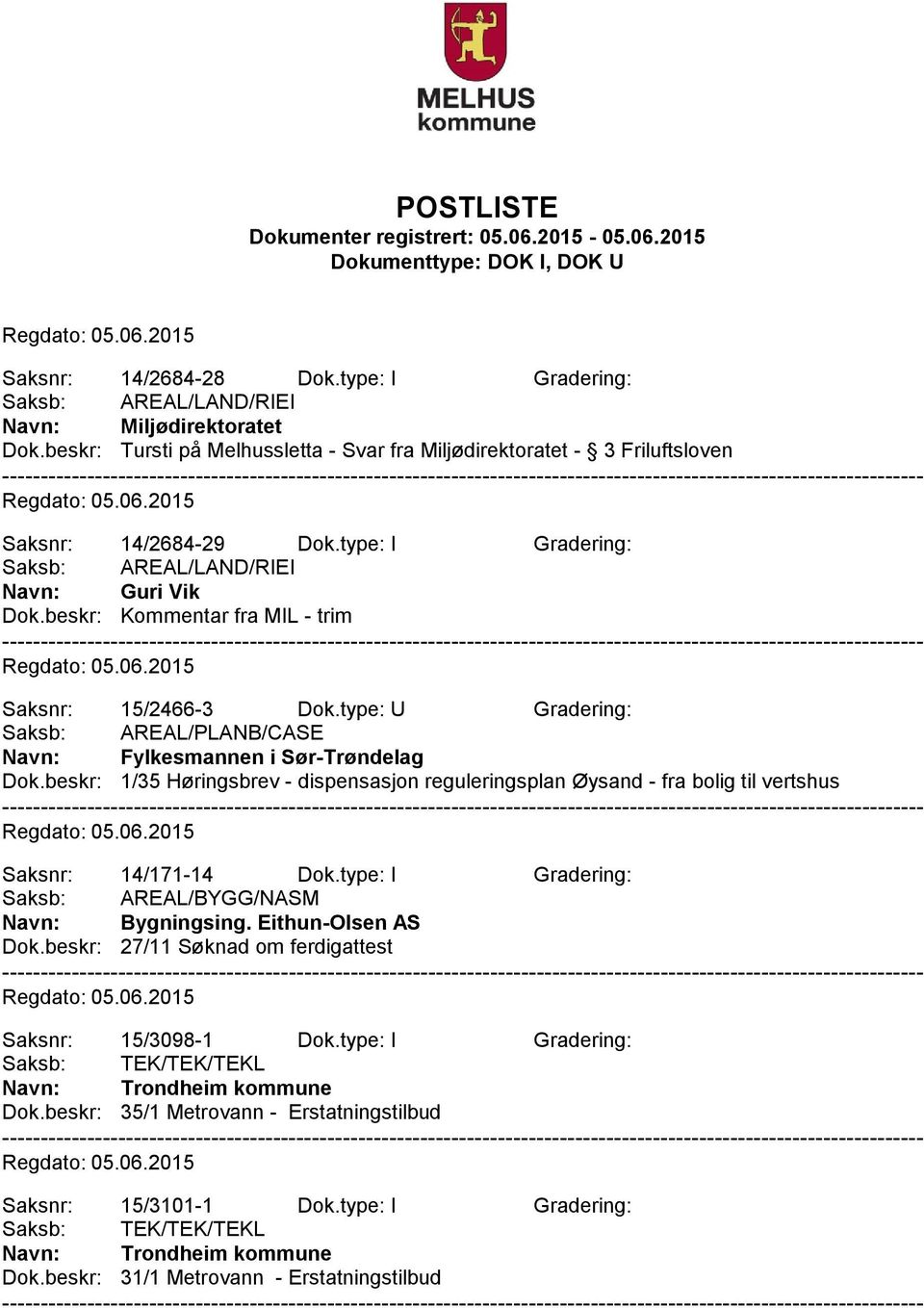 beskr: 1/35 Høringsbrev - dispensasjon reguleringsplan Øysand - fra bolig til vertshus Saksnr: 14/171-14 Dok.type: I Gradering: Saksb: AREAL/BYGG/NASM Bygningsing. Eithun-Olsen AS Dok.