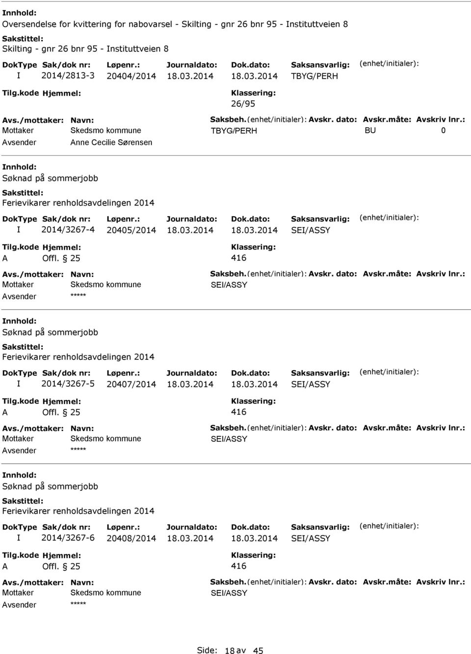 renholdsavdelingen 2014 2014/3267-4 20405/2014 SE/SSY 416 SE/SSY nnhold: på sommerjobb Ferievikarer renholdsavdelingen 2014