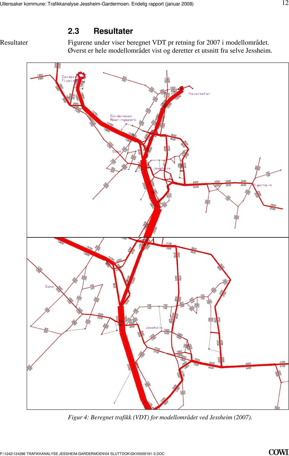 modellområdet vist og deretter et utsnitt fra selve Jessheim