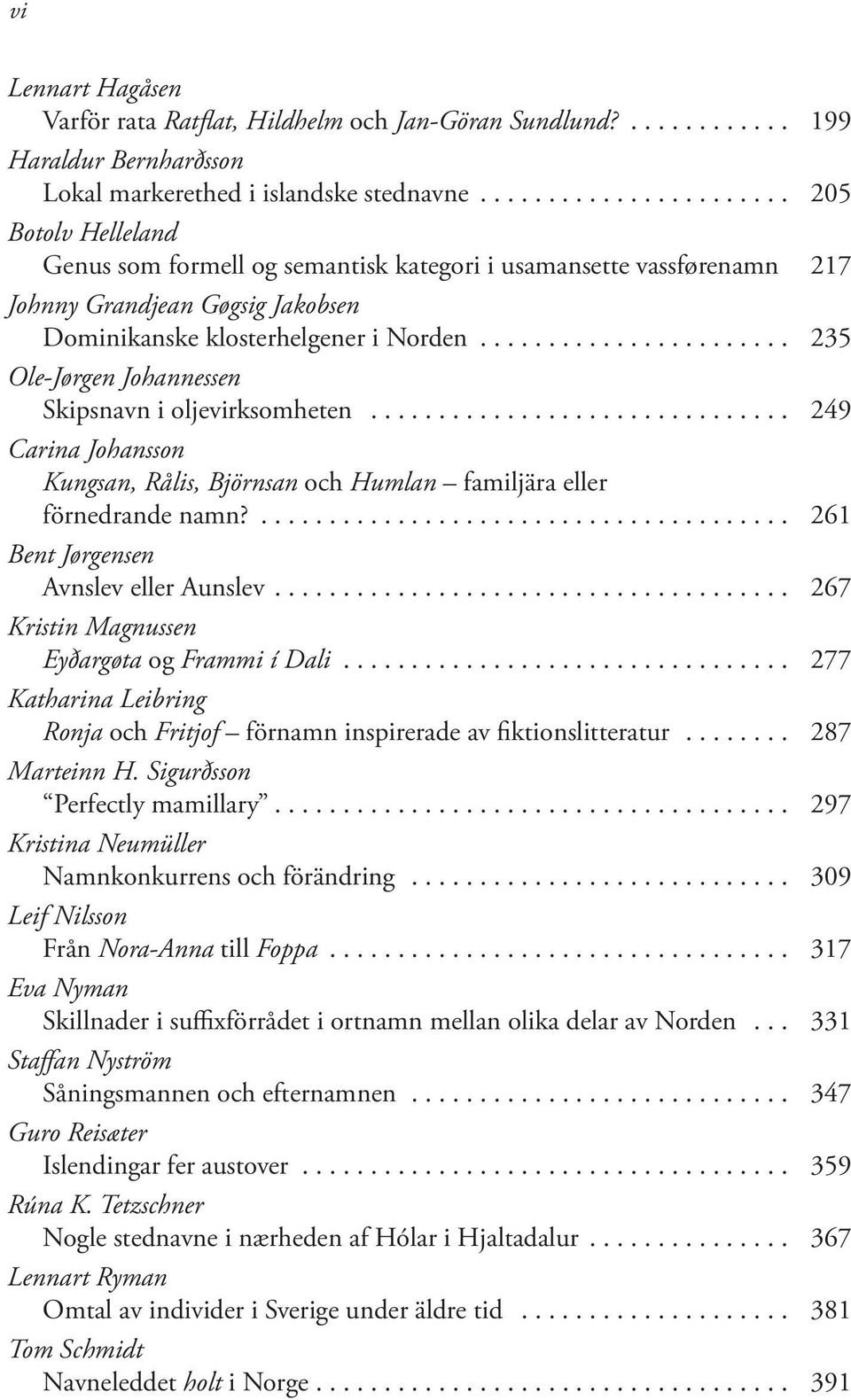 ...................... 235 Ole-Jørgen Johannessen Skipsnavn i oljevirksomheten............................... 249 Carina Johansson Kungsan, Rålis, Björnsan och Humlan familjära eller förnedrande namn?